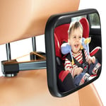 ENONEO Miroir Voiture Bébé 360° Réglable, 100% Incassable Rétroviseur Voiture Bébé, Universel Miroir Voiture Siège Arrière de Bébé, Vue Large et Net, Essentiel pour Jeunes Parents, Grand 27 x 15 cm