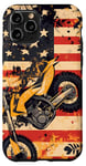 Coque pour iPhone 11 Pro Drapeau américain Art déco jaune pour moto Dirt Bike Braap