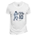 T-Shirt Homme Col V Michel Platini 10 Vintage Footballeur Foot Star