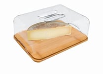 Nerthus Fih 676 Plat à Fromage Dôme en Pvc, Boîte en Bois, Idéal pour Garder Votre Fromage Frais, Bambou