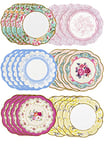 Talking Tables 24 x Assiettes Jetables Fleuries - Vaisselle Vintage avec Bord Festonné, Assiettes Jetables Anniversaire ou party du thé, fête prénatale, Bridgerton, Assiettes Carton Mariage - 17,5 cm