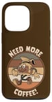 Coque pour iPhone 13 Pro Cafetière rétro vintage avec inscription « Running Need More Coffee »