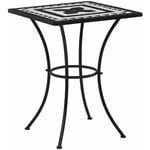 Lling - Table de bistro mosaïque Noir et blanc 60 cm Céramique