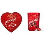 Lindt LINDOR Milk Chocolate Heart Gift Box 200g - containing Lindor Milk Chocolate Truffles, Red & Lindor Milk Chocolate Truffles Box with a Smooth Melting Filling, 200 g