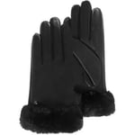 Gants Isotoner  Gants Femme cuir bord fourrure Noir