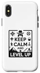 Coque pour iPhone X/XS Keep Calm and Level Up Gamer pour les joueurs amusants