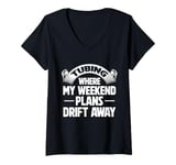 Womens Tubing Where My Weekend Plans Drift Away River Tubing V-Neck T-Shirt