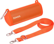 Étui En Silicone Compatible Avec L'Enceinte Bluetooth Portable Étanche Sonos Roam 2 / Sonos Roam/Sonos Roam Sl, Avec Bandoulière Et Mousqueton, Orange, Étui Uniquement [Q668]