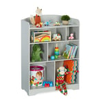 Relaxdays Étagère pour Enfant; Bibliothèque de Chambre d'enfant, 7 Compartiments, HxLxP : 100 x 71,5 x 34 cm, MDF, Gris