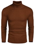 COOFANDY Pull Homme Pull Col Roulé Homme Col Montant Pull Hiver Pull Manches Longues Chandail Col Roulé Pull Thermique Pull Homme Col Montant Bronze Rouge 3XL