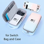 Rangement Oled Pour Console Nintendo Switch,Étui De Tran En Pu,S De Protectrices,Accessoires De Jeu - Type Switch Pink Set