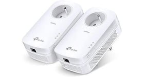 Tp-link cpl 1300 mbps avec 1 port ethernet gigabit et prise intégrée, kit de 2 - solution idéale pour profiter du service multi-tv à la maison (tl-pa8