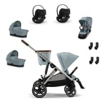 cybex GOLD Black Black i-Size Black Gazelle S Taupe Sky Blue tvillingset inkl. barnvagnstillbehör S Cot Moon , S sittenhet Moon , bilbarnstol Cloud G Plus Moon Plus och S adapter