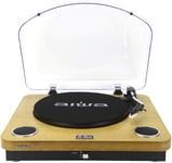 AIWA GBTUR-120MKII (UK) All in one Turntable/Music Centre wireless Bluetooth v 5.0/ Radio/Built in Amp/Stereo Speakers/SD Card Reader - Wood