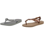 Havaianas Brasil Logo Mixte, Steel Grey/Steel Grey, 41/42 Luna Femme, Rose Gold/Rose Gold, 41/42