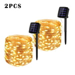 (12m100leds2kpl lämmin valkoinen)7m Solar Led Lights Outdoor Festoon Led Lamppu Solar Garden Outdoor Fairy String Garland Joulukoristeet 54321pakkaus