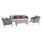 Salon de jardin - HESPERIDE - Embruns - Aluminium - Marron - 5 personnes