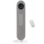 HOMCOM Chauffage d'appoint Radiateur soufflant Radiateur céramique oscillant 15-40°C avec Télécommande 1300/2000W, 21 x 21 x 63,5 cm