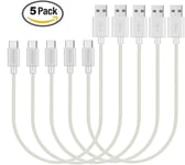 Câble USB Type C vers USB 2.0 de Données et Charge pour Samsung Galaxy S20/S10/S9/S8/S8 Plus,Nexus 6P,LG G6,new MacBook,Google Pixel XL,OnePlus et plus (5pcs_0,3m_Blanc)