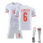 Spanien Jersey Fotboll T-shirts Set för barn/ungdomar W No number A.INIESTA 6 home Kids 26(140-150CM)