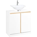 BZR78-W Meuble sous-Lavabo, Meuble sous Vasque, Meuble Salle de Bain avec 2 Étages et 2 Portes, Meuble Bas, Meuble de Rangement, Placard de