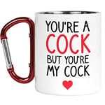 Tongue in Peach Carabiner Mug | Camper Cup | Thermal Mugs | You're A C*ck But You're My | Funny Marriage Gift Bestie Nature Lover Outdoors Walking | CMBH207