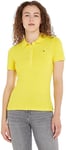 Tommy Hilfiger Women's Short-Sleeve Polo Shirt Slim Fit, Yellow (Vivid Yellow), XL