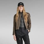 Moto Leather Jacket - Brown - Women