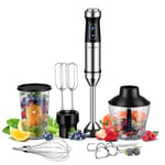 SHARDOR Hand Blender,6 In 1 Hand Blenders For Kitchen,power 1200w,20-Speed & Turbo Stick Blender,Scratch Resistant Hand Whisk Electric With Dough Hooks,Egg Beaters,Whisk,800ml Beaker,600ml Chopper