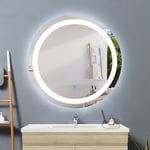 Acezanble - 60cm miroir rond, miroir led avec éclairage, miroir de salle de bain anti-buée, miroir mural cosmétique lumineux,interrupteur tactile