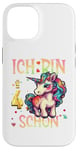 Coque pour iPhone 14 Kinder ich bin schon 4 anniversaire licorne 4 ans fille