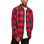 Urban Classics Men's Oversized Checked Grunge Shirt, Black/red, M