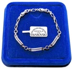 Bracelet Tennis 5mm Vagues Pl. or Blanc 18k avec des Cristaux Swarovski B31