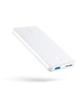 Anker Power Bank, PowerCore Slim 10000 Portable Charger, Ultra Slim Battery Pack, Compact 10000mAh External Battery, High-Speed PowerIQ Charging Technology Power Bank (USB-C Input Only) (White)