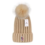 Mångsidig vintermössa i ull - varm ullmössa, stickad mössa med ullboll, Beige Beige Beige moncler Small label