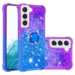 IMEIKONST Compatible avec Samsung Galaxy S23 Coque avec Ring Bague Béquille, Sables Mouvants Liquides Brillants Très Mince Transparente Silicone Antichoc TPU Housse pour Samsung S23. Purple Blue JBZ