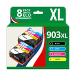 123CONSOMMABLES - 903 XL - Cartouche compatible avec HP 903 903XL Cartouches d'encre pour HP Officejet 6950 6960 Officejet Pro 6960 6970 (pack de 8)