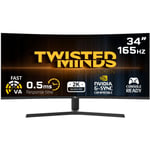 Twisted Minds Curved Gaming Monitor 34’’ WQHD, 165Hz Refresh Rate, TM34WQHD165VA Gaming skærm