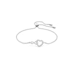 Swarovski Infinity bracelet, Infinity and heart, White, Rhodium plated