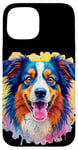 Coque pour iPhone 15 Berger australien Femmes Hommes Enfants Chien Aussie Art Portrait