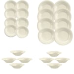 24 Piece Cream Crackle Glaze Melamine/Plastic Outdoor Dinnerware - Set for 8