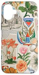 Coque pour iPhone 16 Plus Illustrations exquises de collage mondial de flore et de faune