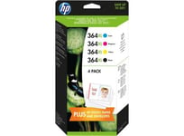 HP 364 - Pack de 4 - à rendement élevé - noir, jaune, cyan, magenta - original - jeu de papier / cartouche d'encre - pour Deskjet 35XX; Photosmart 55XX, 55XX B111, 65XX, 7510 C311, 7520, Wireless B110