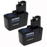 EXTENSILO 2x Batteries compatible avec Bosch PSR 12VES outil électrique (3300 mAh, NiMH, 12 V)