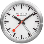 Mondaine Mini Horloge Murale et réveil avec boîtier en Aluminium, trotteuse à tic-tac, dans la Couleur: Argent/Gris, Verre : Verre minéral, A997.MCAL.16SBB.1