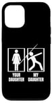 Coque pour iPhone 14 Votre fille, ma fille, fier papa, maman, lancer du javelot