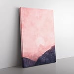 Big Box Art Moon Behind The Mountains Painting Canvas Wall Art Print Ready to Hang Picture, 76 x 50 cm (30 x 20 Inch), Pink, Violet, Pink, Purple, Mauve