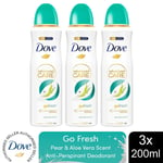 Dove Advanced Care Go Fresh Antiperspirant Deo Pear & Aloe Vera Scent 200ml, 3pk