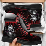 (43-Red Skull)Naisten Syksy Talvi Lyhyet saappaat British Style Tooling Boots Skull Print Flower High-top Naisten Nilkkurit Naisten Naisten Kengät