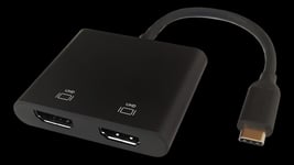 DELTACO 4-port USB Hubb, Typ C ha, 4xTyp A ho, alu, svart